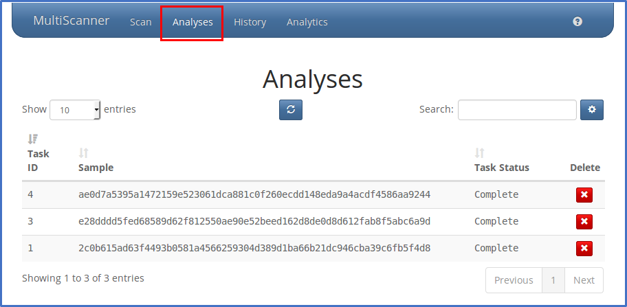 Analyses Page